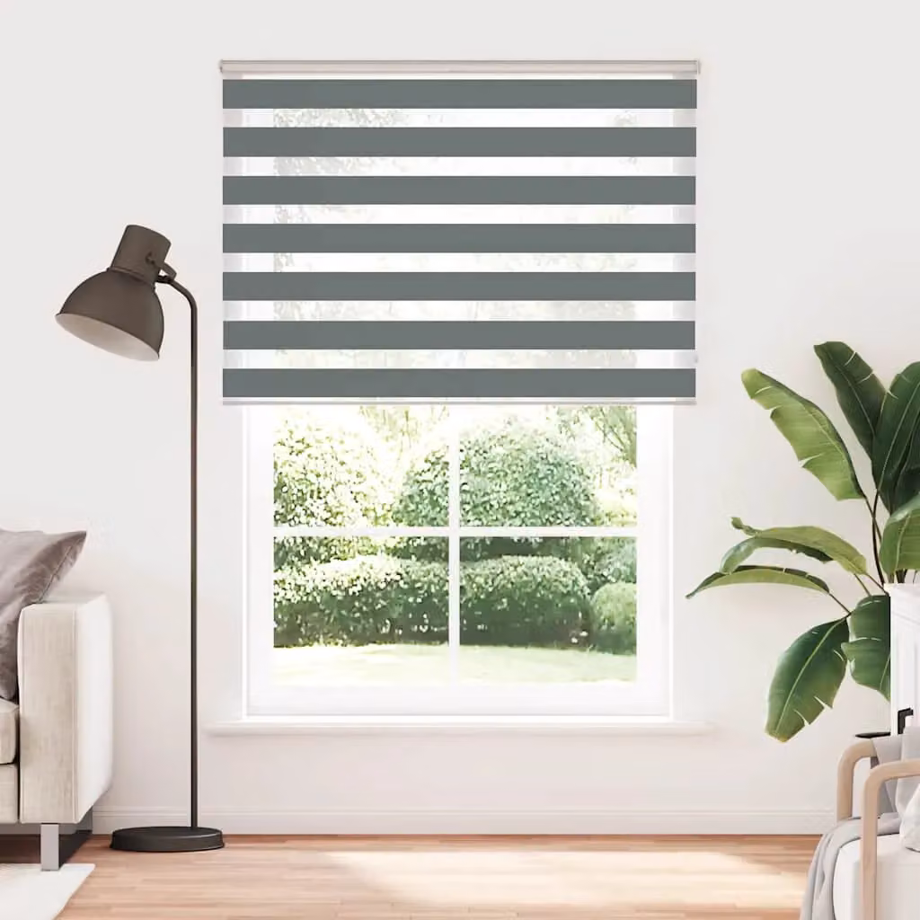 Berkfield Home Grey Striped Polyester Zebra Blind W/H: 165 x 230 cm – 2