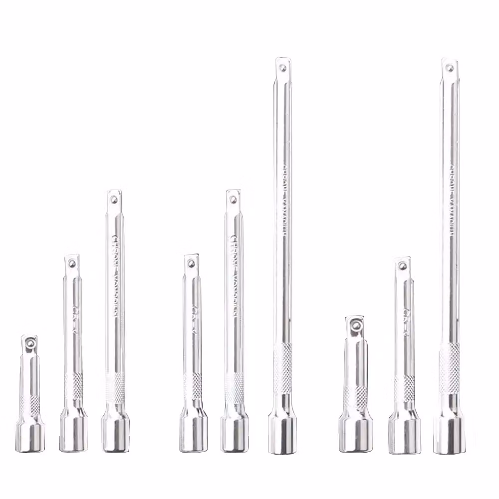 Hinsinc 9-Piece Chrome Vanadium Socket Extension Bar Set in Silver with 1/4", 3/8" and 1/2" Drives – 6