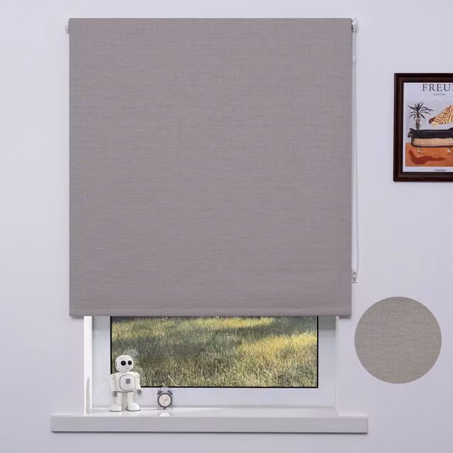Deko Trends Jute Textured Blackout Blind in Cream, Width: 120 cm