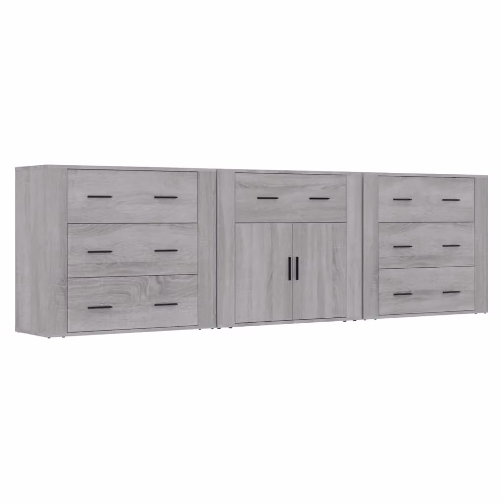 Berkfield Home Set of 3 Grey Sonoma Engineered Wood Sideboards – 2