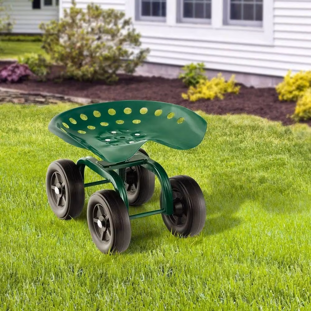 VOGREX Green Adjustable Rolling Garden Work Seat – 3