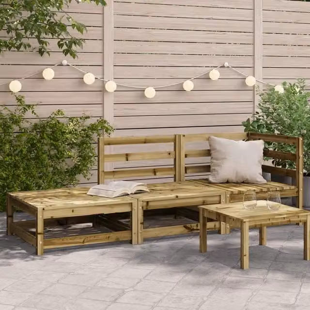 Berkfield Home Rustic 2-Seater Garden Sofa with Footstool in Brown Impregnated Pine Wood