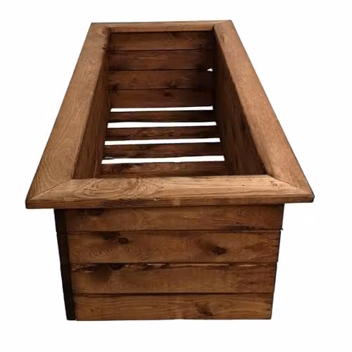 Samuel Alexander Rustic Wooden Garden Trough Planter, Brown, W: 108.5 cm, D: 41.5 cm, H: 32 cm – 6