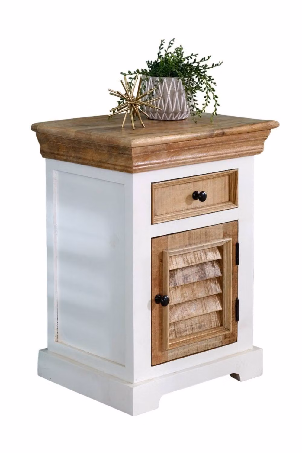 IH Design Washington White Mango Wood Bedside Cabinet with Drawer and Door W/D/H: 45 x 35 x 60 cm – 2