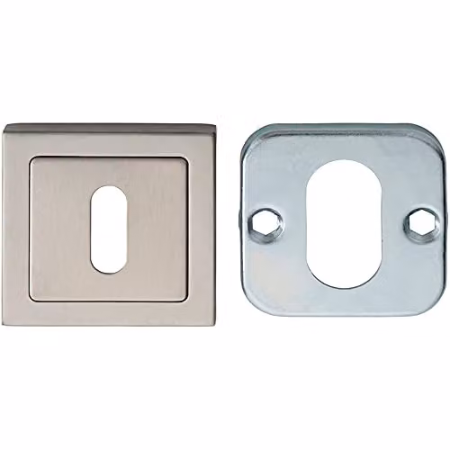 Loops Square Lock Profile Escutcheon in Bright Stainless Steel, Concealed Fix, 52 x 52 mm – 1