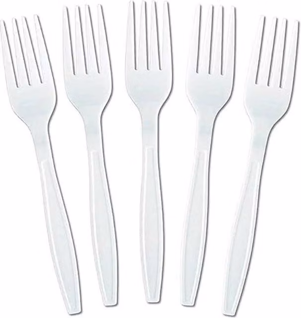 ECONX White Heavy Duty Reusable Plastic Forks, Pack of 50