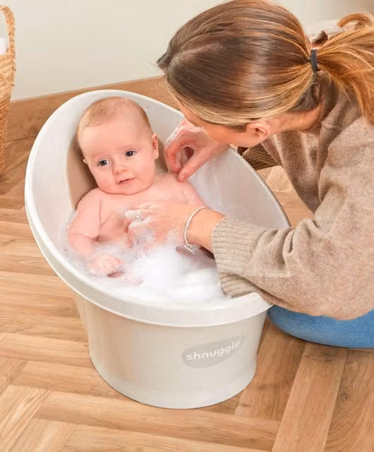 Shnuggle ECO Baby Bath in Cookies & Cream with Upright Support and Non-Slip Base