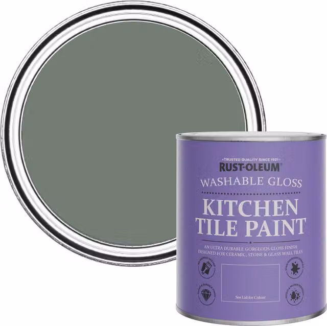 Rust-Oleum Water-Based Kitchen Tile Paint in Gloss Finish, Green, 0.75 l