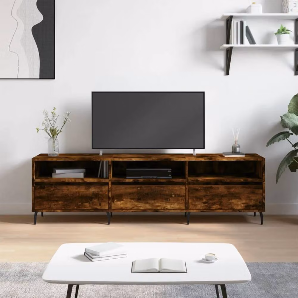 Berkfield Home TV Cabinet in Smoked Oak Brown, W/D/H: 150 x 30 x 44.5 cm – 2