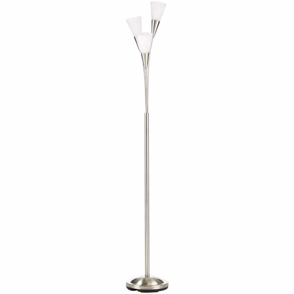 Wyld Haus Karo 3 Light Floor Lamp in Silver with White Glass Shades, Height: 166 cm – 2