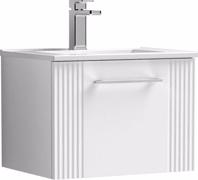 Balterley Wall Hung Single Drawer Vanity Unit with Vitreous China Basin, White, W/D/H: 50.0 x 39.5 x 37.7 cm