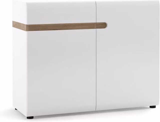 Furniture To Go Chelsea White High Gloss and Oak 1 Drawer 2 Door Sideboard Width: 110 cm – 1