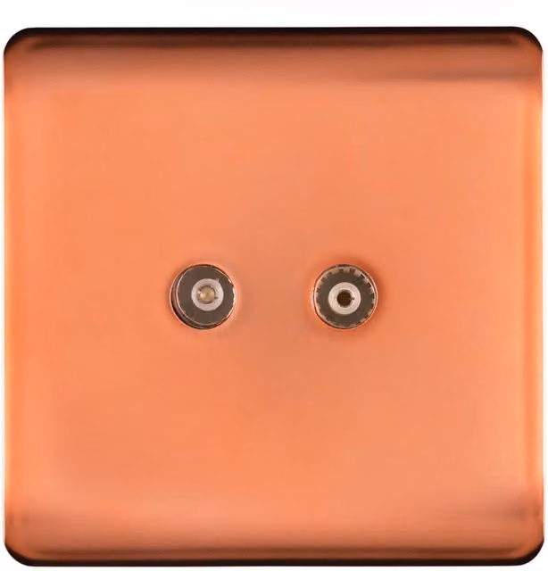 Trendi Switch 2 Gang Female Co-Axial Television Socket in Copper