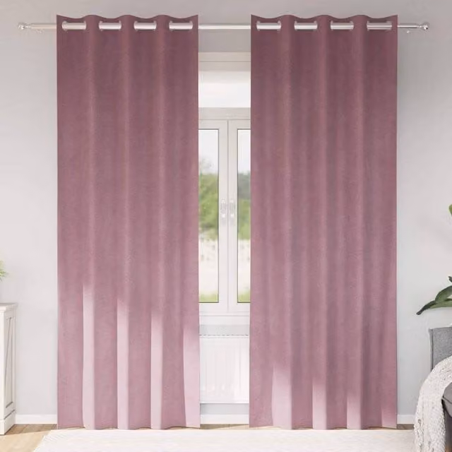 Berkfield Home Dark Pink Velvet Blackout Curtains with Eyelets, 2 Pack