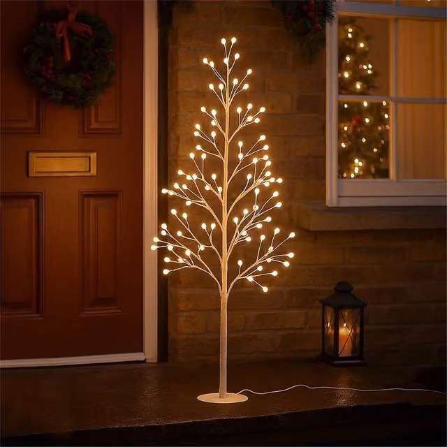 Xmas Haus White Micro LED Christmas Tree with Warm White Lights, Height: 120 cm
