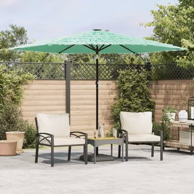 Berkfield Home Garden Parasol with Steel Pole, Green, W: 288 cm, D: 288 cm, H: 225 cm – 1