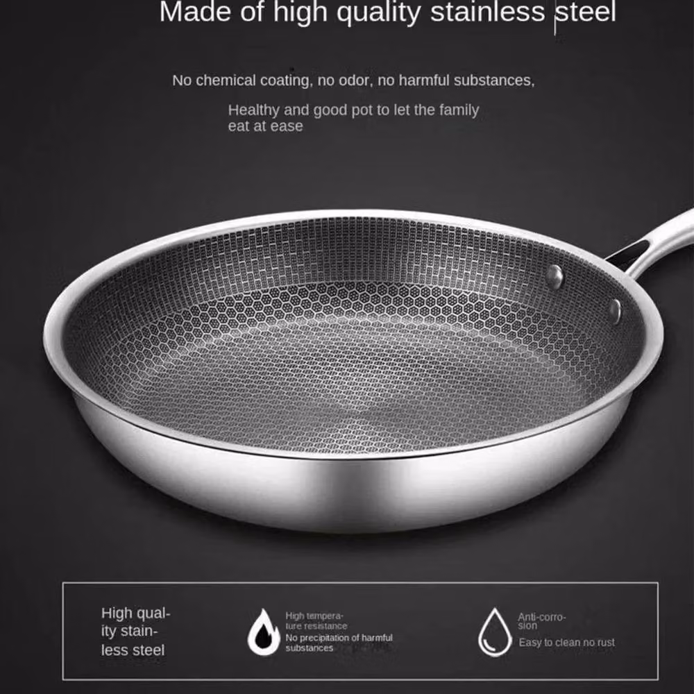 FLAVORA Grey Stainless Steel Induction Geo Hex Non Stick Frying Pan – 4