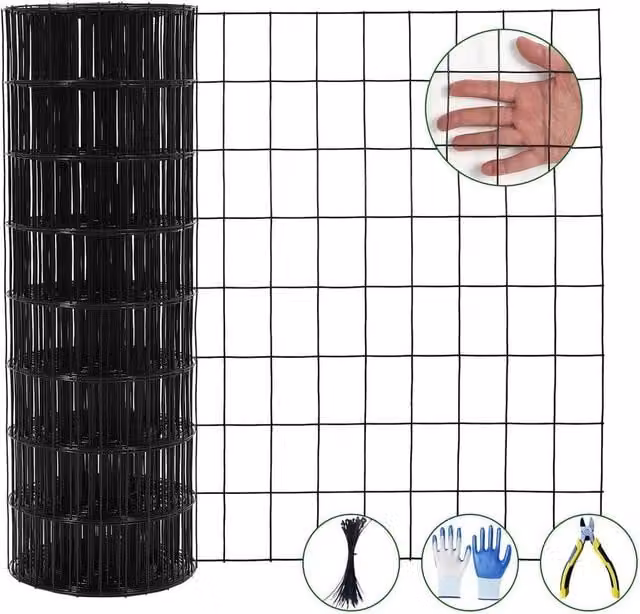 SPETLEK Galvanised Welded Wire Mesh Black Fence for Aviaries and Rabbits W: 100 cm, H: 60 cm – 1