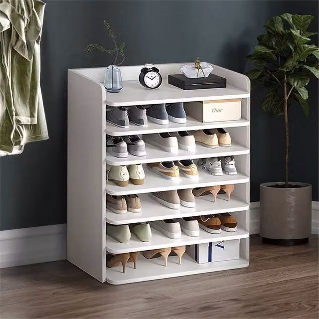 Nordara 7 Tier Wooden Shoe Rack Storage Organiser in White