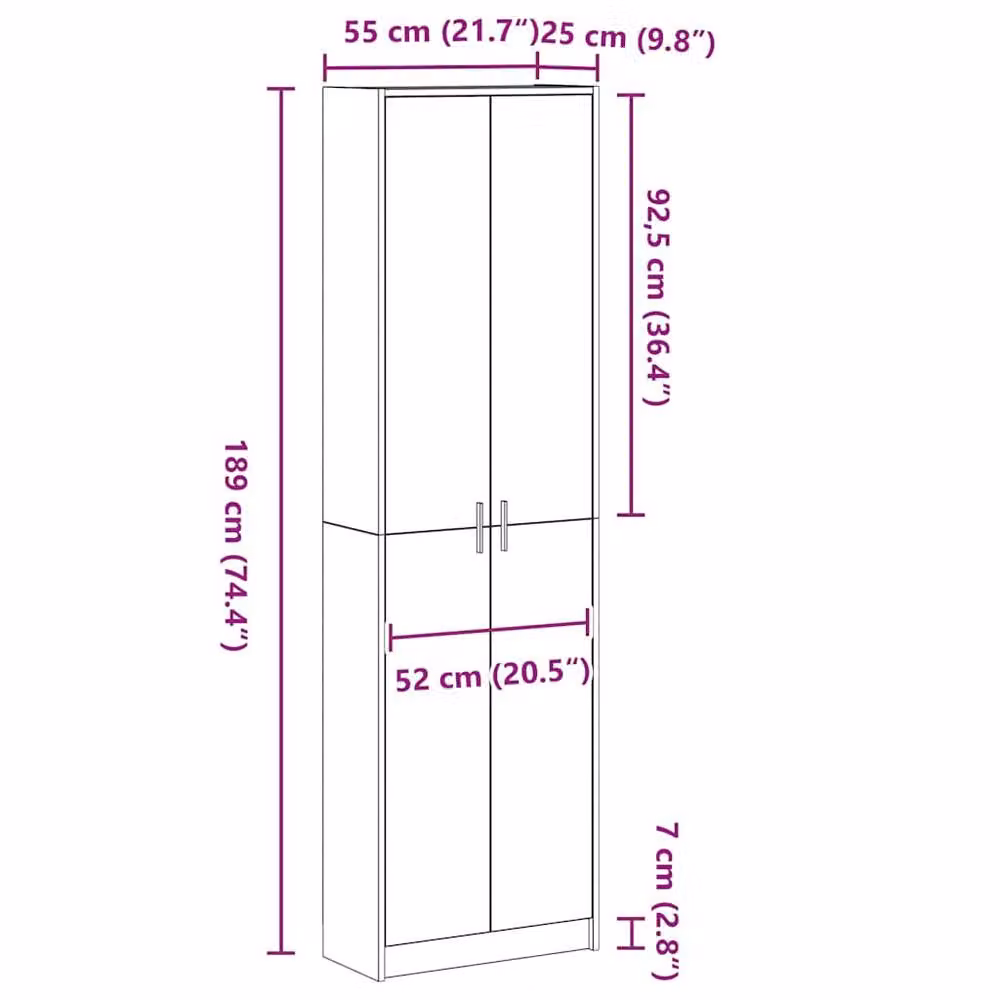 Berkfield Home Black Oak Wardrobe, W/D/H: 55 x 25 x 189 cm – 4