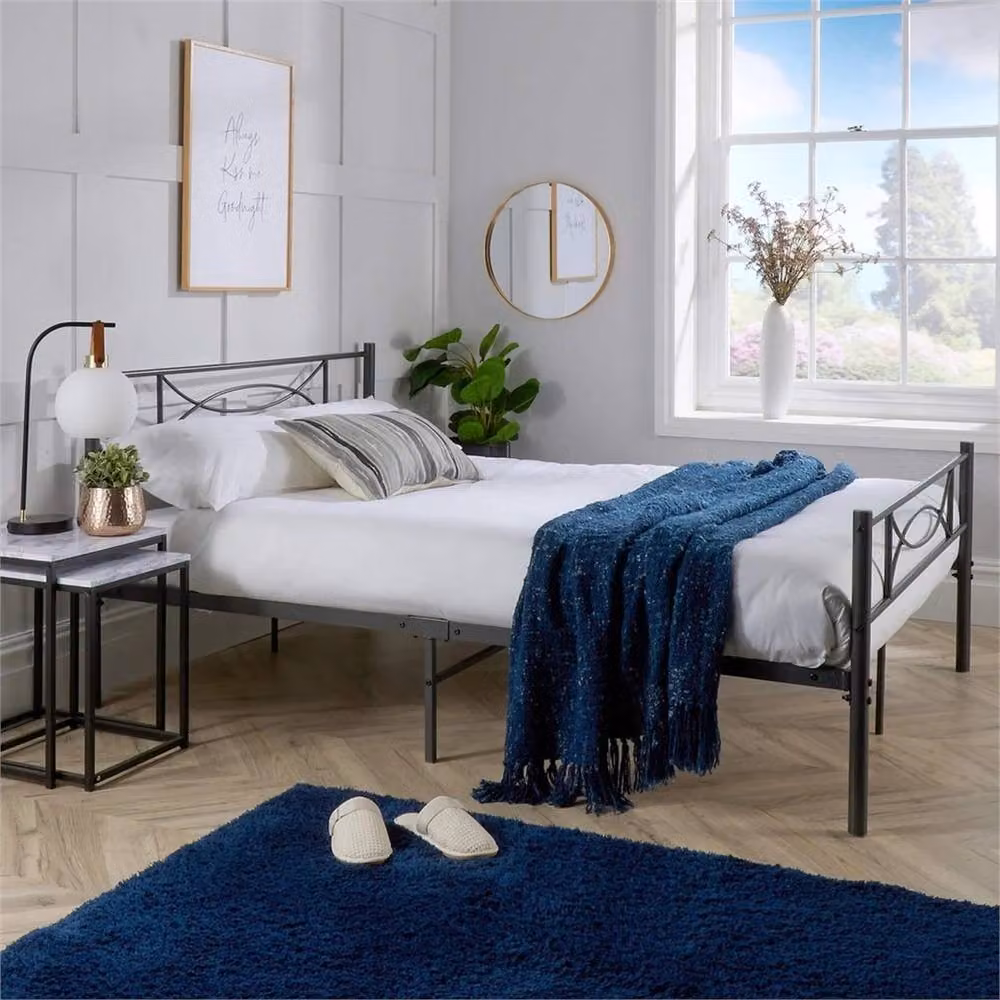 Nordara Grey Metal Bed Frame with Headboard, Small Double, 120 x 200 cm – 3