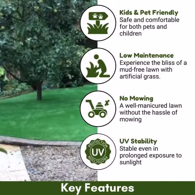 Artificial Grass GB Premiership 40mm Artificial Grass in Green, W: 400 cm, D: 500 cm – 2