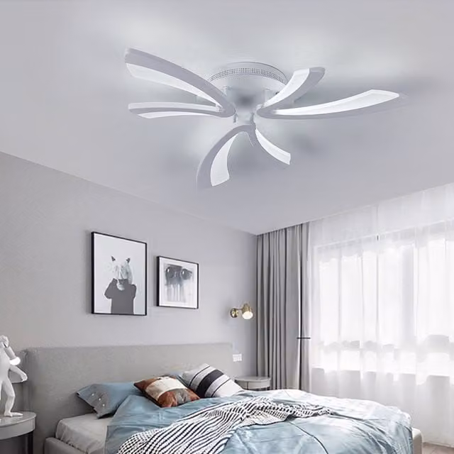 Livingandhome Modern V-Shaped LED Flush Ceiling Light in Silver and White, 30W, Cool White