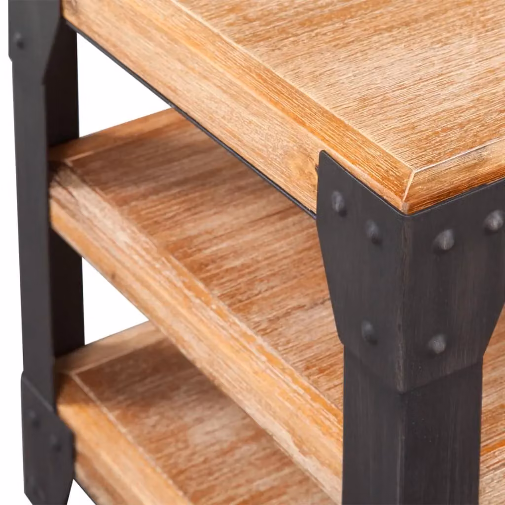 Berkfield Home Industrial TV Stand in Brown Solid Acacia Wood, W/D/H: 140 x 40 x 45 cm – 3
