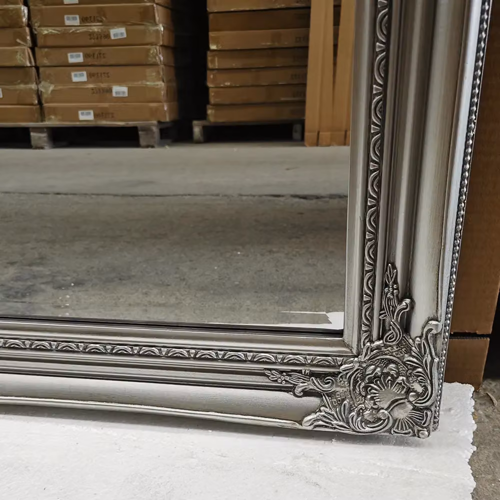 Agenzia 14 Antique Silver Ornate Rectangular Leaner Wall Mirror, H: 168 cm x W: 107 cm – 3