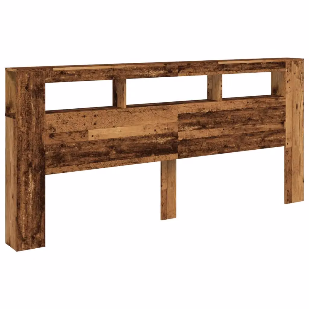 Berkfield Home LED Headboard in Old Wood Brown, W/D/H: 220 x 18.5 x 103.5 cm – 2