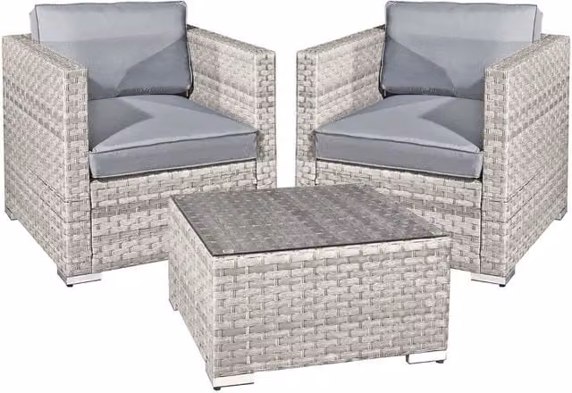 Oseasons Malta Rattan 2 Seat Tea for Two Set in Dove Grey