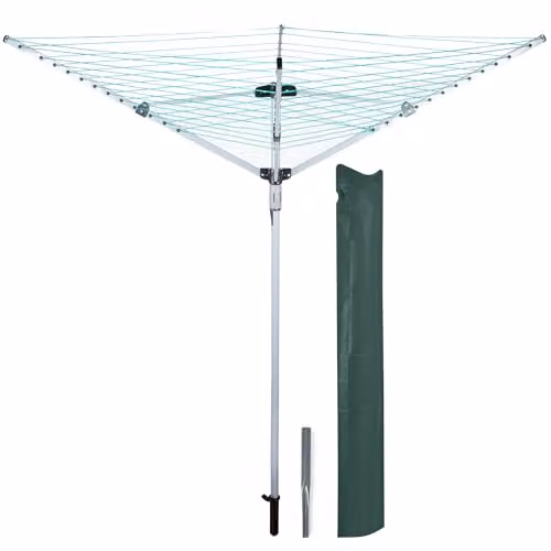 OurHouse 4 Arm Rotary Airer Clothes Line in Silver and Grey with 40m Drying Space