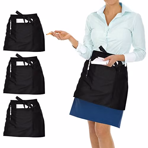 Joeji's Black Waist Apron with Pockets, Pack of 3 – 3