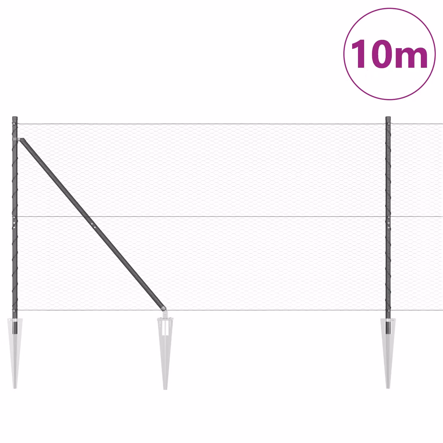Berkfield Home Hexagon Steel Fence, Grey, H: 120 cm x W: 10 m – 3