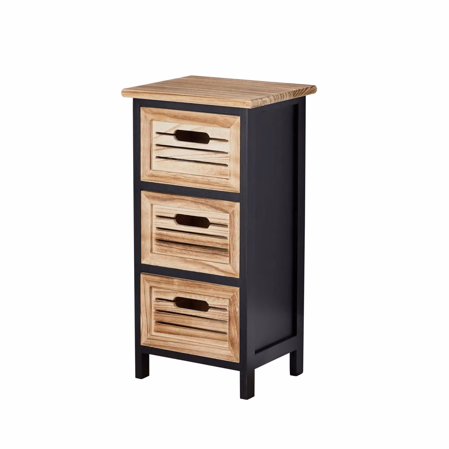 Home Source Solid Wood 3 Drawer Storage Chest Organiser in Rustic Jet Black – 5