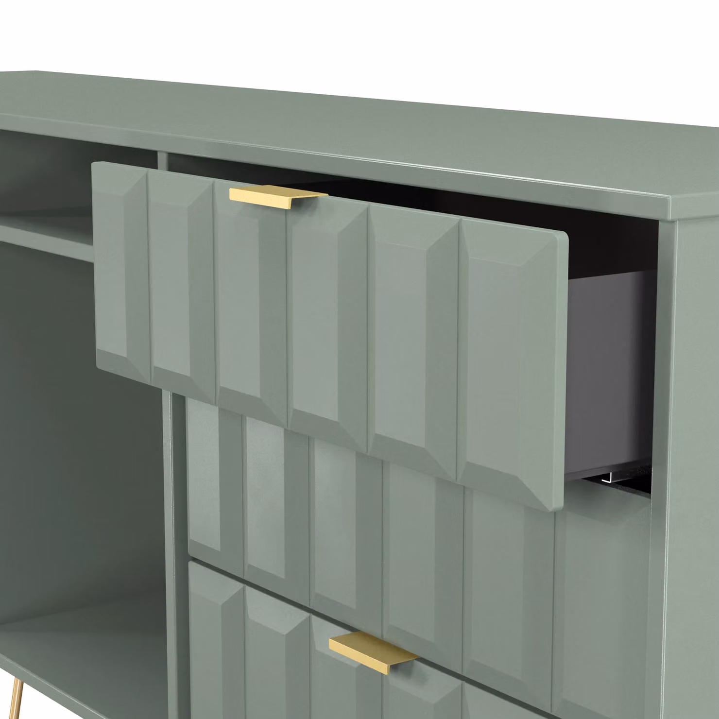 2 U Metro Ready Assembled 6 Drawer Sideboard in Pale Green and Gold – 3