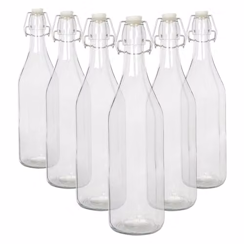 Argon Tableware 1.1 l Glass Swing Top Bottles, Clear, Pack of 6 – 1