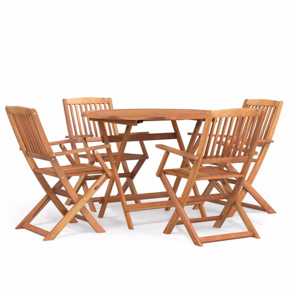 Berkfield Home 5 Piece Garden Dining Set in Brown Solid Acacia Wood – 2
