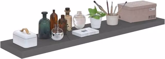 Berkfield Home High Gloss Grey Floating Wall Shelf, W/D/H: 120 x 23.5 x 3.8 cm – 1