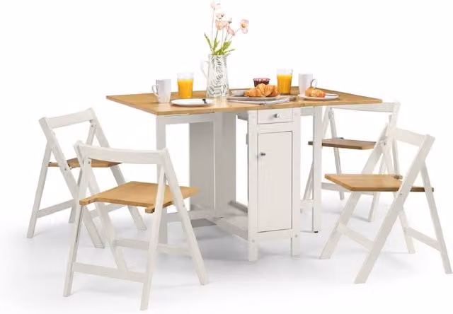 Cheshire Premium Savona 4 Seater Extending Dining Set, White and Oak, Width: 120 cm
