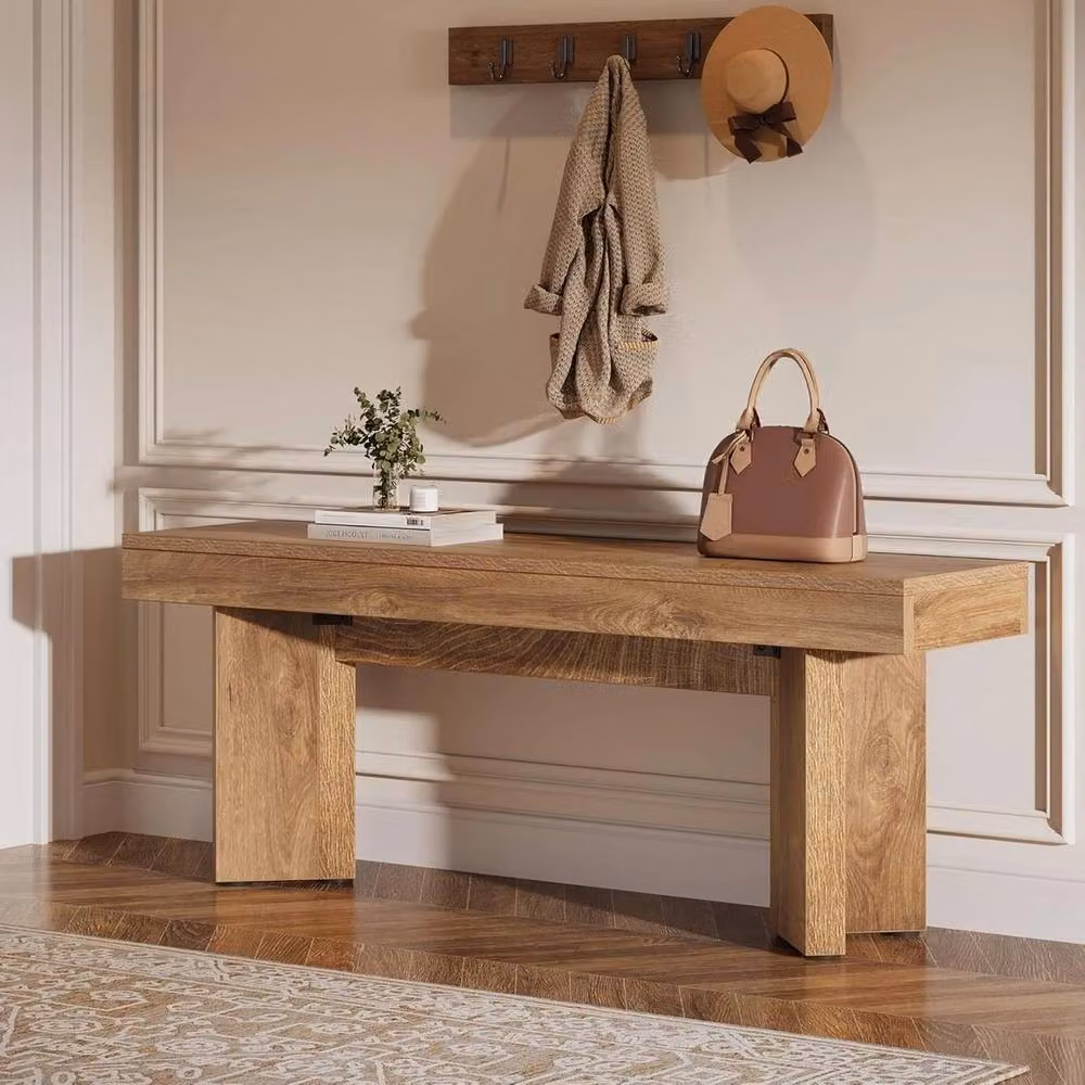 Tribesigns VOGREX 47 Vintage Wooden Entryway Bench in Brown – 2