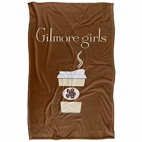 LOGOVISION Gilmore Girls Paper Cup Logo Super Soft Fleece Throw Blanket, Multicolour and Brown, W/D/H: 91 x 147 cm