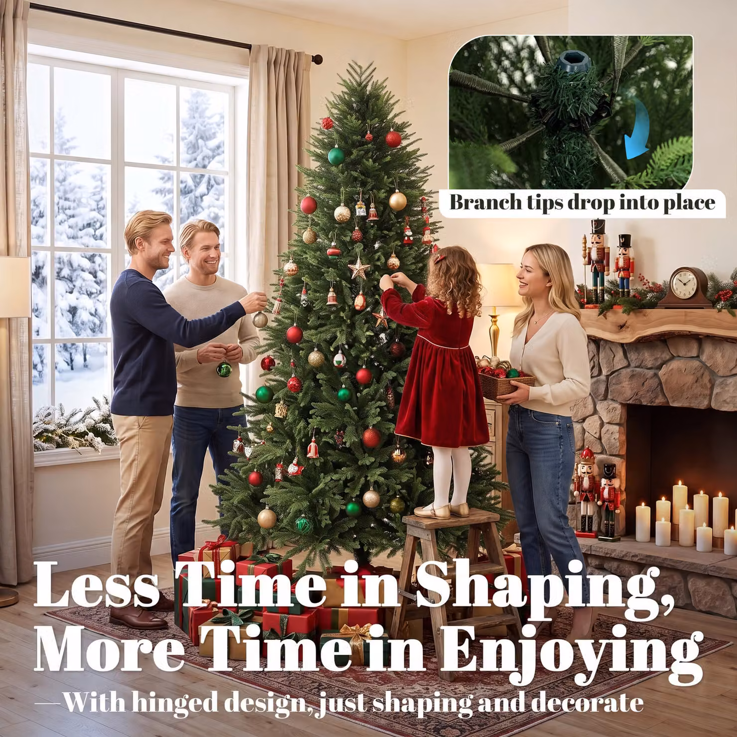 HOMCOM 6ft Artificial Christmas Tree with Realistic PE and PVC Branch Tips and Fir Wood Base, Green – 6
