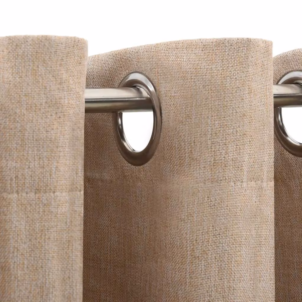 Berkfield Linen-Look Blackout Curtain with Eyelets, Beige, W: 290 cm, H: 245 cm – 2