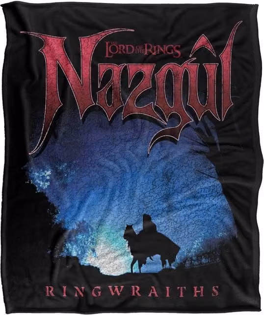 Warner Bros. Lord of the Rings Nazgul Ringwraith Silhouette Super Soft Fleece Throw Blanket, W/D/H: 91 x 147 cm, Black and Multicolour – 6