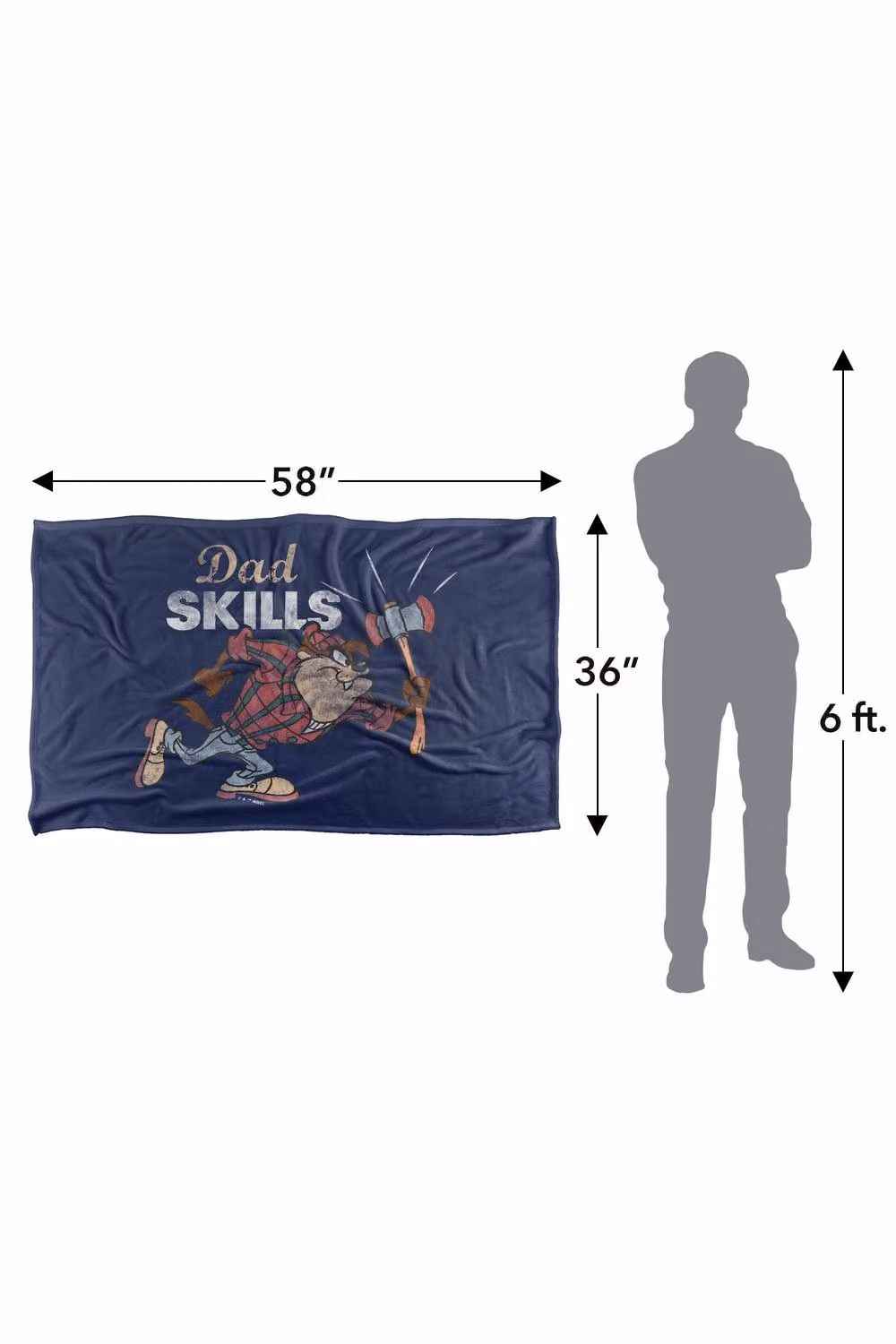 Warner Bros. Looney Tunes Taz Dad Skills Super Soft Fleece Throw Blanket, Multicolour, W: 152 cm, D: 127 cm – 6
