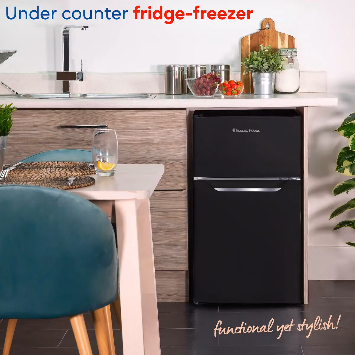 Russell Hobbs Undercounter Fridge Freezer, 85L, Black – 4