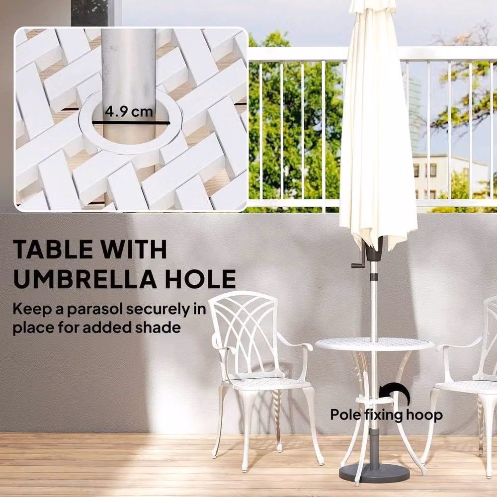 NESTLUNE 3 Piece White Metal Garden Bistro Set for Outdoor Use – 2
