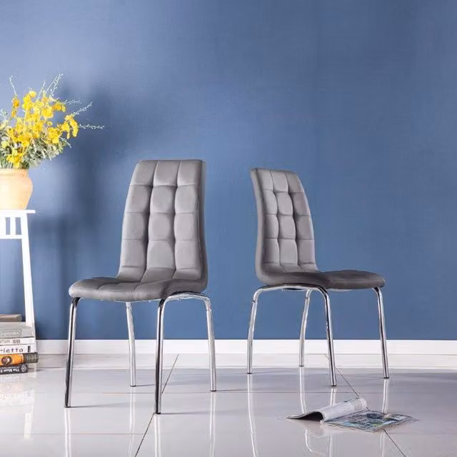 Modernique Set of 4 Monocco Faux Leather Dining Chairs in Grey