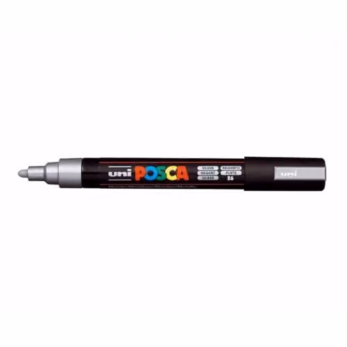 Uni Posca PC-5M Silver Marker Pen with 1.8-2.5mm Bullet Tip
